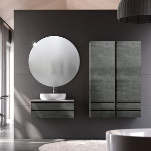 Dulap tip coloana Kolpasan Alexis, 1 usa si 2 sertare, 45x146 cm, Dark Concrete - Img 3