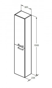 Dulap tip coloana suspendat Ideal Standard Tempo, 2 usi softclose, gri lucios - Img 3