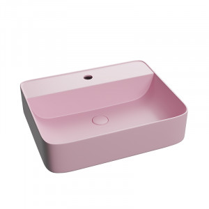 Lavoar baie dreptunghiular pe blat Golar 50x40x14 cm, roz mat