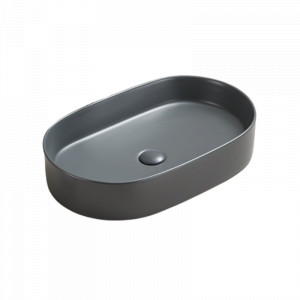 Lavoar baie oval pe blat Adelais 52x30x11 cm, gri mat