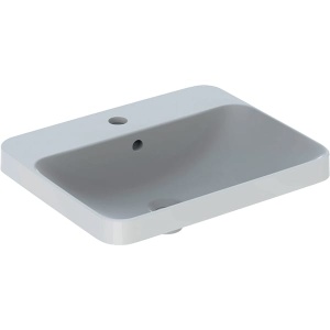 LAVOAR ÎNCORPORAT GEBERIT VARIFORM, DREPTUNGHIULAR, CU BANC CU ORIFICII DE ROBINET B-55CM,T-45CM,PREAPLIN VIZIBIL, GLAZURAT ALB - Img 3