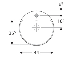 LAVOAR ÎNCORPORAT GEBERIT VARIFORM, ROTUND, CU BANC CU ORIFICII DE ROBINET D-48CM, PREAPLIN VIZIBIL, GLAZURAT ALB - Img 6