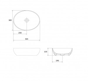 Lavoar pe blat Cersanit Larga, oval, 50x38x13.5 cm, alb lucios - Img 3