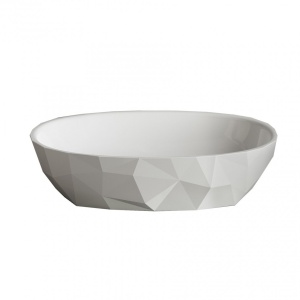 Lavoar pe blat din compozit Foglia Armonia Slim 56 cm, oval, 3D, alb lucios - Img 4