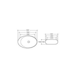 Lavoar pe blat Fluminia Maxi Egg, oval, 66x46x16.5 cm, alb - Img 2