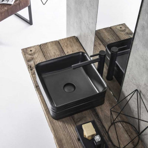 Lavoar pe blat Fluminia My Black Box, 39x39x15 cm, negru mat - Img 2