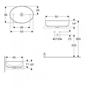 LAVOAR PE BLAT GEBERIT VARIFORM, OVAL B-55CM,T-40CM, FARA PREAPLIN, ALB - Img 3