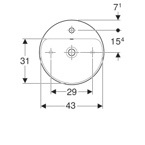 LAVOAR PE BLAT GEBERIT VARIFORM, ROTUND, CU BANC CU ORIFICII DE ROBINET D-45CM, PREAPLIN VIZIBIL, ALB - Img 4