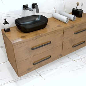 Lavoar pe blat Spectrum Gineta, dreptunghiular rotunjit, 46x32.5x h 13.5 cm, negru mat - Img 3