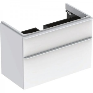 MOBILIER PENTRU LAVOAR SMYLE SQUARE CU DOUA SERTARE 88.4X61.7X47 ALB LUCIOS - Img 5