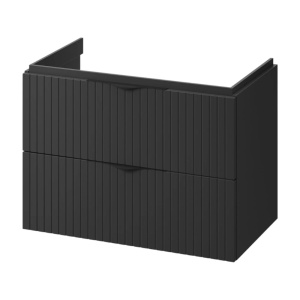 Mobilier suspendat pentru lavoar 2 sertare riflat Cersanit TIRSO 80 cm, negru mat