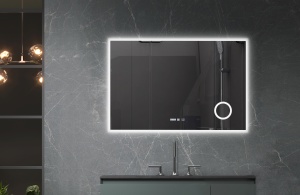 Oglinda cu iluminare LED Belform Atlantis, buton touch, ceas, lupa si functie dezaburire 120xH80 cm - Img 2