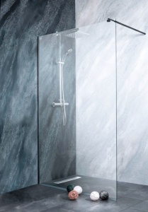 Paravan dus Walk-In Sanotechnik Freedom II 98-99x195 cm, negru mat