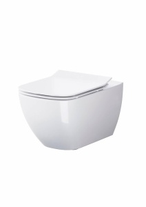 Set B245 vas wc suspendat Cersanit Virgo Clean on cu capac slim softclose, alb - Img 2