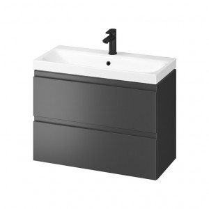 SET B813 Mobilier suspendat Cersanit MODUO SLIM cu lavoar 80 cm, antracit - Img 3