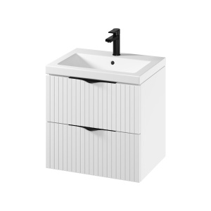 Set C142 Set dulap baie suspendat 2 sertare Cersanit Tirso lavoar inclus, 60 cm, MDF, alb mat
