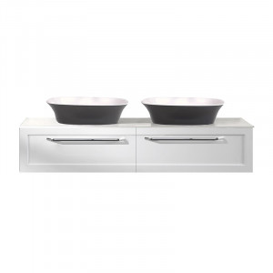 Set dulap baza suspendat Kolpasan Blanche cu 2 lavoare alb-antracit, 150 cm, alb