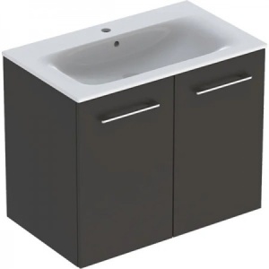 SET LAVOAR CU MARGINE INGUSTA SI MOBILIER SELNOVA SQUARE CU 2 USI 80 LAVA - Img 5