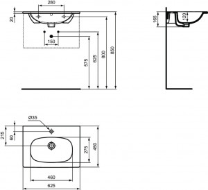 Set mobilier suspendat Ideal Standard Tesi cu lavoar Tesi 60 cm, gri - Img 5