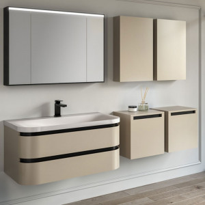 Set mobilier suspendat Kolpasan Vittoria cu lavoar 100 cm, bej mat - Img 2