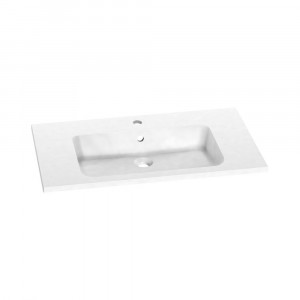Set mobilier suspendat Oristo Beryl si lavoar 80 cm, alb mat - Img 2