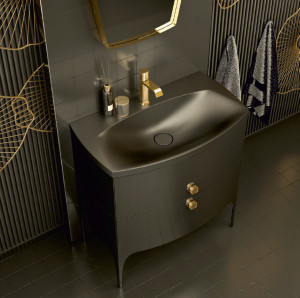 Set mobilier suspendat Oristo Louis cu lavoar Louis 82 cm, negru - Img 5