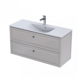 Set mobilier suspendat Oristo Montebianco si lavoar Amelia, 2 sertare, 120 cm, sand mat