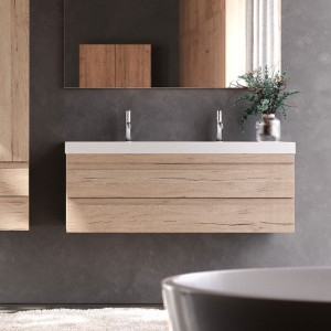 Set mobilier suspendat si lavoar Kolpasan Naomi 120 cm, natural wood - Img 2