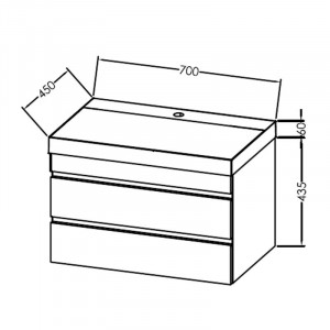 Set mobilier suspendat si lavoar Kolpasan Naomi 70 cm, alb - Img 3