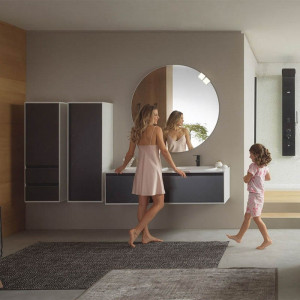 Set mobilier suspendat si lavoar Kolpasan Pandora 110 cm, black stone - Img 3