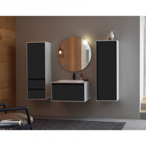 Set mobilier suspendat si lavoar Kolpasan Pandora 75 cm, black stone - Img 2