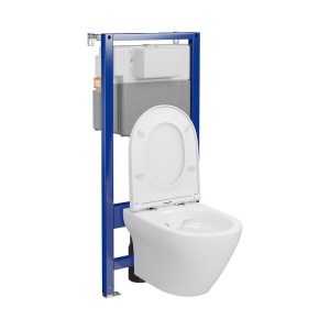 Set rezervor cu cadru Cersanit C20 AQUA 50 MECANIC, vas wc suspendat LARGA BY CERSANIT OVAL CleanON, capac softclose - Img 4