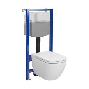 Set rezervor cu cadru Cersanit C24 AQUA 50 MECANIC, vas wc suspendat CASPIA CleanON, capac softclose - Img 2