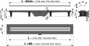 Set rigola pentru dus cu capac Alcadrain APZ9 Simple 65 cm, crom - Img 2