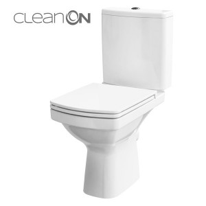 Set vas WC pe pardoseala Cersanit Easy New Clean On cu rezervor si capac inchidere lenta