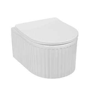 Set vas WC suspendat alb texturat cu capac soft close