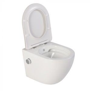 Set vas wc suspendat cu functie bideu si baterie crom Foglia Oslo, rezervor incastrat si clapeta crom lucios, Geberit Delta - Img 2
