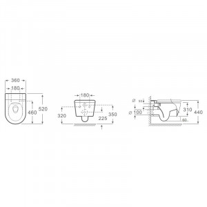 Set vas wc suspendat Fluminia Minerva 53x36 cm, rimless cu capac softclose si quick release, negru - Img 2