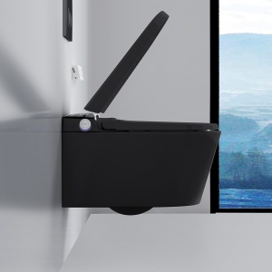 Toaleta inteligenta suspendata negru cu functie bideu,capac soft close inclus, incalzire colac Smart Foglia - Img 2