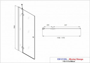 Usa de dus batanta Sanotechnik Nova Black 120 cm, stanga - Img 2