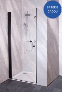 Usa dus batanta Sanotechnick Sanoflex Brava black 100 cm, sticla 6mm, profil negru