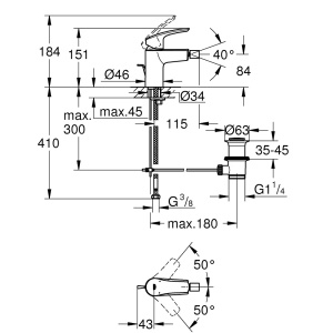 Baterie bideu Grohe Eurosmart New S negru mat - Img 3