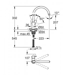 Baterie bucatarie Grohe BauEdge pipa inalta, crom - Img 2