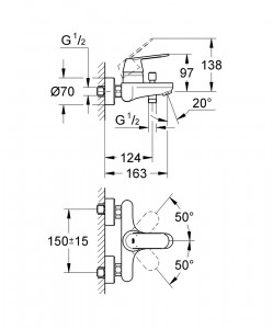 Baterie cada/dus Grohe Eurosmart Cosmopolitan - Img 2
