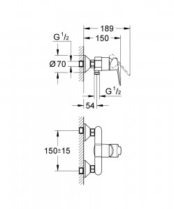 Baterie dus Grohe Bau Edge - Img 2