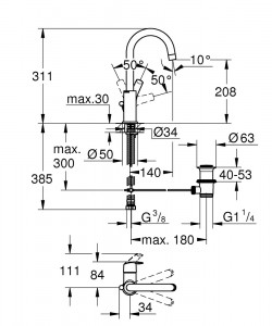 Baterie lavoar Grohe Eurosmart L-SIZE - Img 2