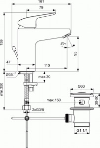 Baterie lavoar Ideal Standard Ceraflex tip Grande, crom - Img 2
