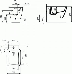 BIDEU IDEAL STANDARD STRADA II SUSPENDAT CU FIXARE COMPLET ASCUNSA - Img 3