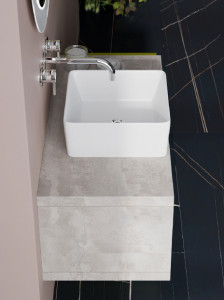 Blat MDF pentru lavoar Savini Due Linea L 80 x H 3.8 x P 46 cm beton - Img 3