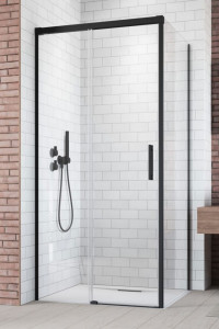Cabina de dus Radaway Idea Black KDJ cu usa glisanta si perete fix, 100Lx80 cm